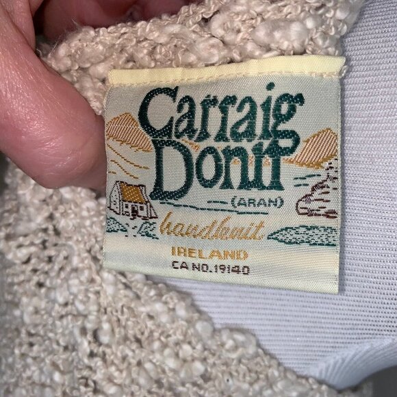 Carraig Donn Aran Women's M Medium Knit Cardigan Handknitted Ireland Knee Length - Picture 8 of 9